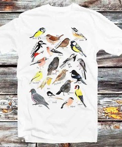 Different European Garden Birds Tee - Perfect for Birdwatching Lovers, Vintage Retro Anime T-Shirt