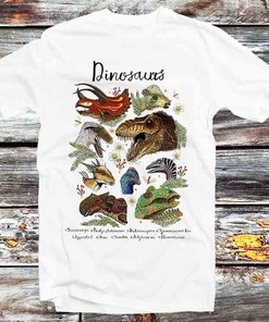 Dinosaur Names Wildlife Unisex Cartoon Anime Top - Vintage Retro Gift for Fans
