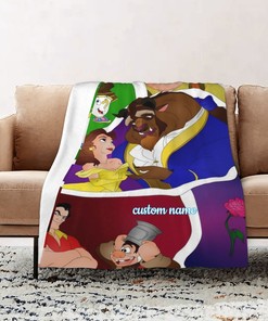 Disney Belle's Magical World Custom Name Quilt Blanket - Perfect for Bedroom Decor and Sofa Blanket
