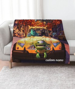 Disney Mike's New Car Custom Name Quilt Blanket - Perfect for Bedroom Decor and Home Decoration