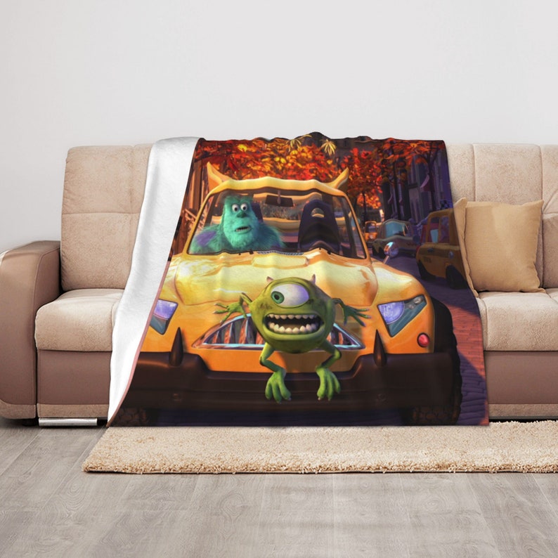 Disney Mike's New Car Custom Name Quilt Blanket - Perfect for Bedroom Decor and Home Decoration - Image 3
