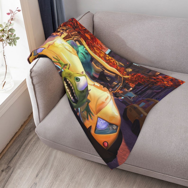 Disney Mike's New Car Custom Name Quilt Blanket - Perfect for Bedroom Decor and Home Decoration - Image 4