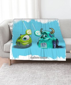 Disney Mike's New Car Personalized Quilt Blanket Set - Great for Sofa Blanket, Bedroom Decor, Family Gifts