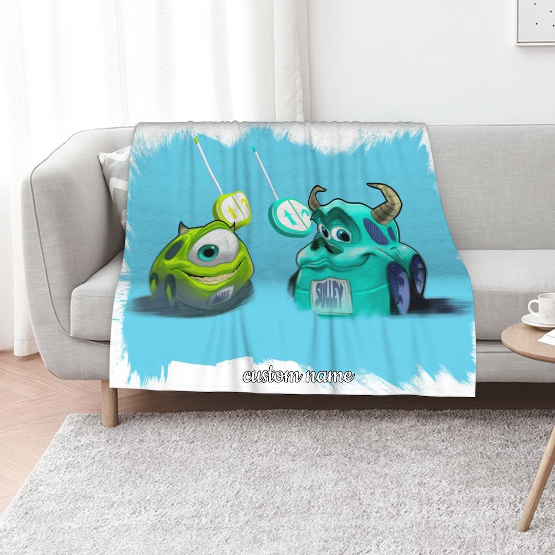 Disney Mike's New Car Personalized Quilt Blanket Set - Great for Sofa Blanket, Bedroom Decor, Family Gifts