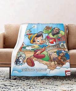 Disney Pinocchio Custom Name Quilt Blanket - Ideal for Home Decoration and Sofa Blanket