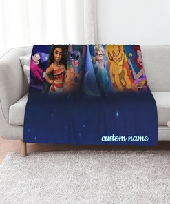 Disney Princess Quilt Blanket Set with Custom Name - Great Gifts for Family & Home Decoration
