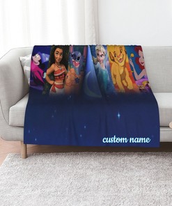 Disney Princess Quilt Blanket Set with Custom Name - Great Gifts for Family & Home Decoration