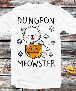 Dungeon Meowster DnD RPG T-Shirt, Vintage Style Anime Lovers Gift - Unisex Cartoon Tee