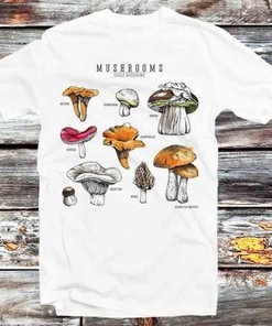 Edible Wild Mushroom Plants T-Shirt for Nature Lovers - Unisex Anime Top Tee
