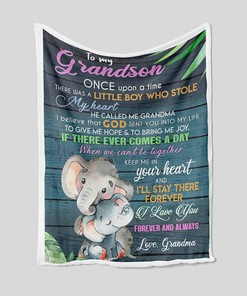 Elephant Personalized Quilt Blanket for Grandson - Perfect for Home Decoration and Family Blanket