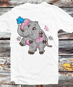 Elephant Puzzle Autism Awareness Unisex Anime T-Shirt - Awareness Supporter and Elephant Lover Gift