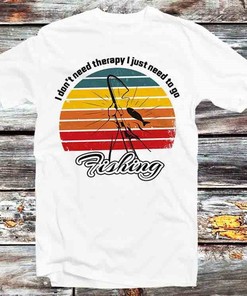 Fishing Therapy T-Shirt - Retro Fishing Lovers Tee: Gifts For Fans Included
