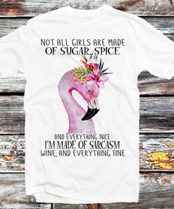 Flamingo Sarcasm and Wine Retro Cool Anime T-Shirt - Unique Gift Idea