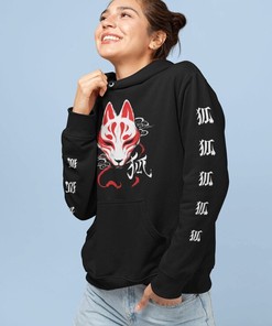 Fox Mask Kawaii Anime Hoodie with Kitsune Unisex Hoodie and Japanese Yokai for Anime Lovers +1
