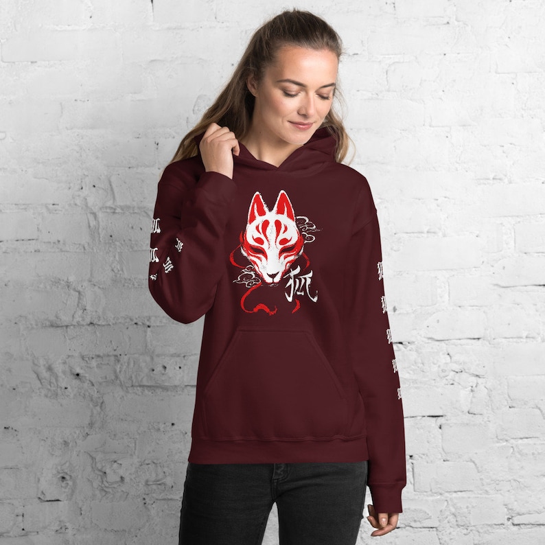 Fox Mask Kawaii Anime Hoodie with Kitsune Unisex Hoodie and Japanese Yokai for Anime Lovers +1 - Image 4