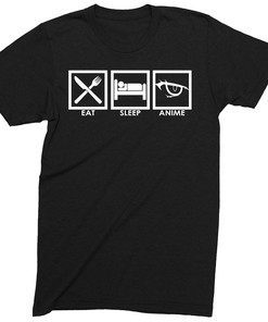 Funny Anime T-Shirt - Eat Sleep Anime Repeat, Gift for Fans & Lovers, Novelty Tee