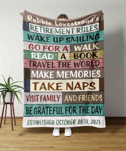 Funny Custom Retirement Rules Blanket, Perfect Gift for Retirement and Partner/Colleague