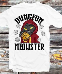 Funny Dungeon Meowster Monster Cat Tee for DnD Fans - Cool Anime T-Shirt for Men and Women