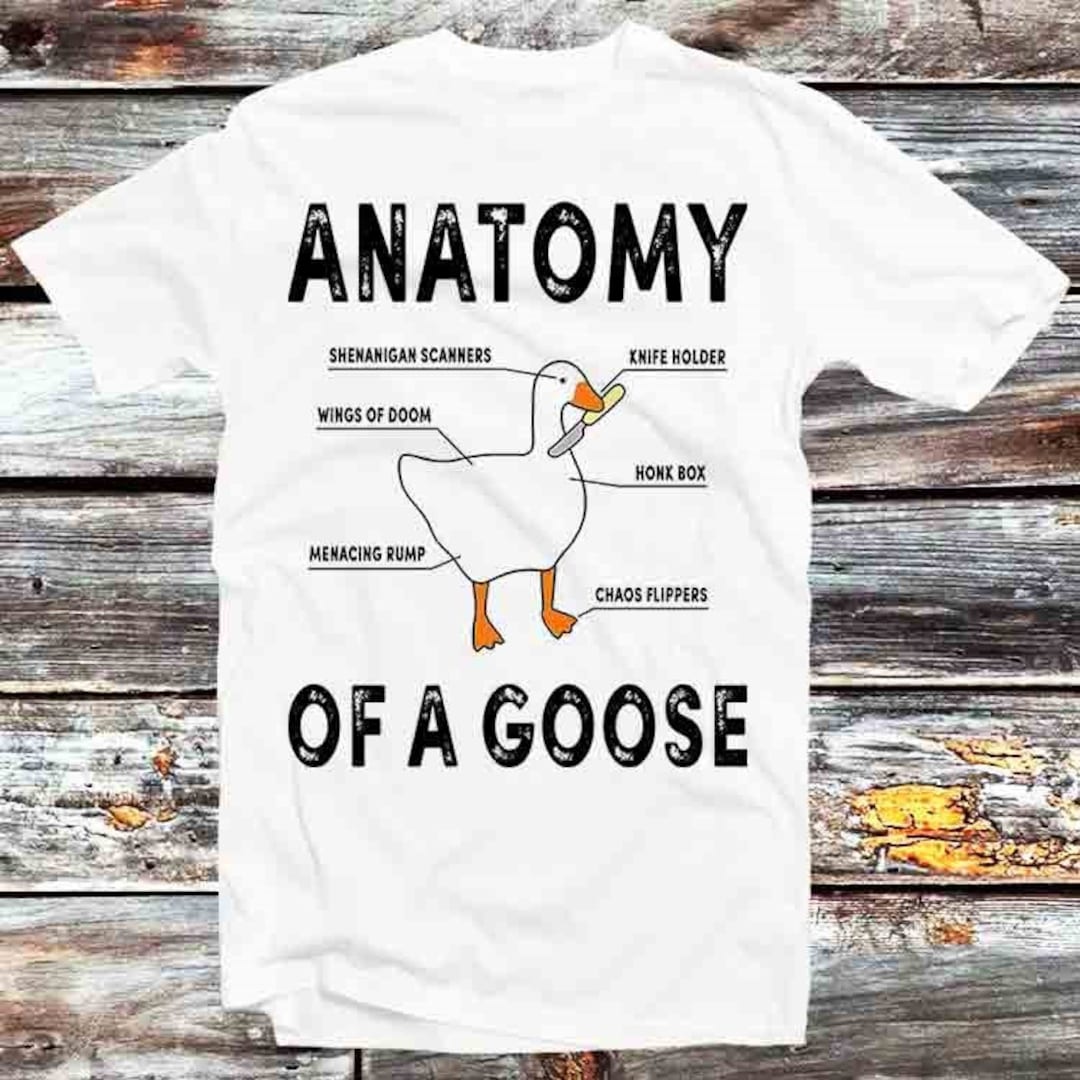 Funny Goose Anatomy Graphic Tee - Hilarious Anime/Cartoon Fan Gift with