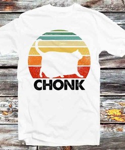 Funny Vintage Retro Chonk Cat Fat Parody Tee - Cool Gift Idea for Anime Fans