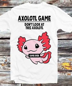 Gaming Nerd Axolotl Game Over Unisex Cartoon Anime Top - Vintage Retro Gift for Anime Enthusiasts