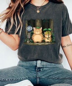 Ghibli Fat Cat Tee, My Neighbor Totoro Graphic Shirt, Unisex Anime Gift for Cat Lovers