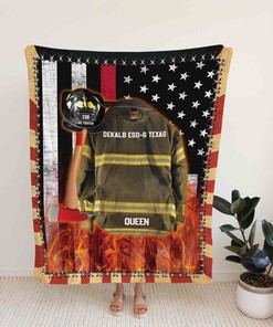 Gift For Fireman - Personalized Firefighter USA Quilt Bedding Set