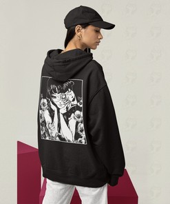 Gothic Aesthetic Design in Horror Manga Creepy Girl Hoodie