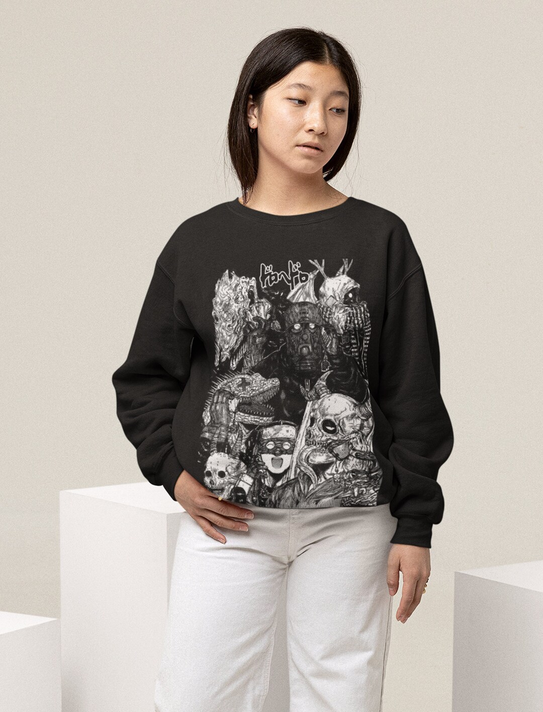 Gothic Chaos Metal Poster Sweatshirt: Unisex Vintage Anime Shirt - Gift for Fans
