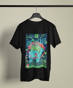 Grass Kanto Starter Inspired Cover Art Japanese Anime T-Shirt - Gift for Fans
