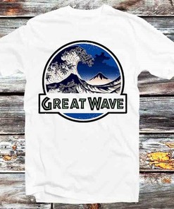 Great Wave of Dinosaur Park Tee for Dinosaur and Anime Fans - Unisex Anime Top Tee