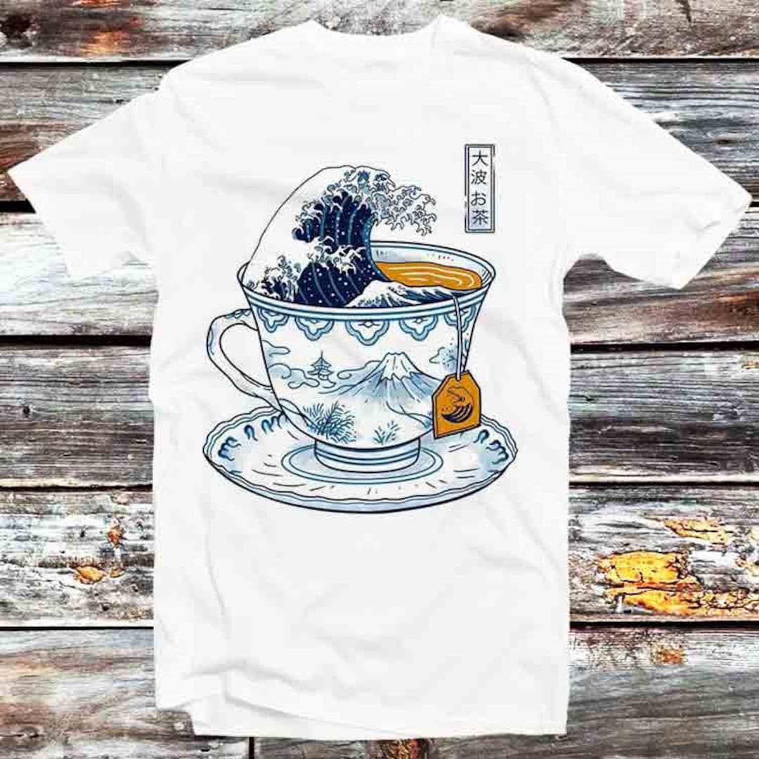 Great Wave of Kanagawa Japan Tea Cup Tee for Travel and Anime Fans - Unisex Anime Top Tee