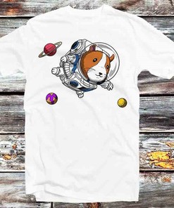 Guinea Pig Space Astronaut Planet Women's Tee - Vintage Retro Cool Anime Top for Animal Lovers