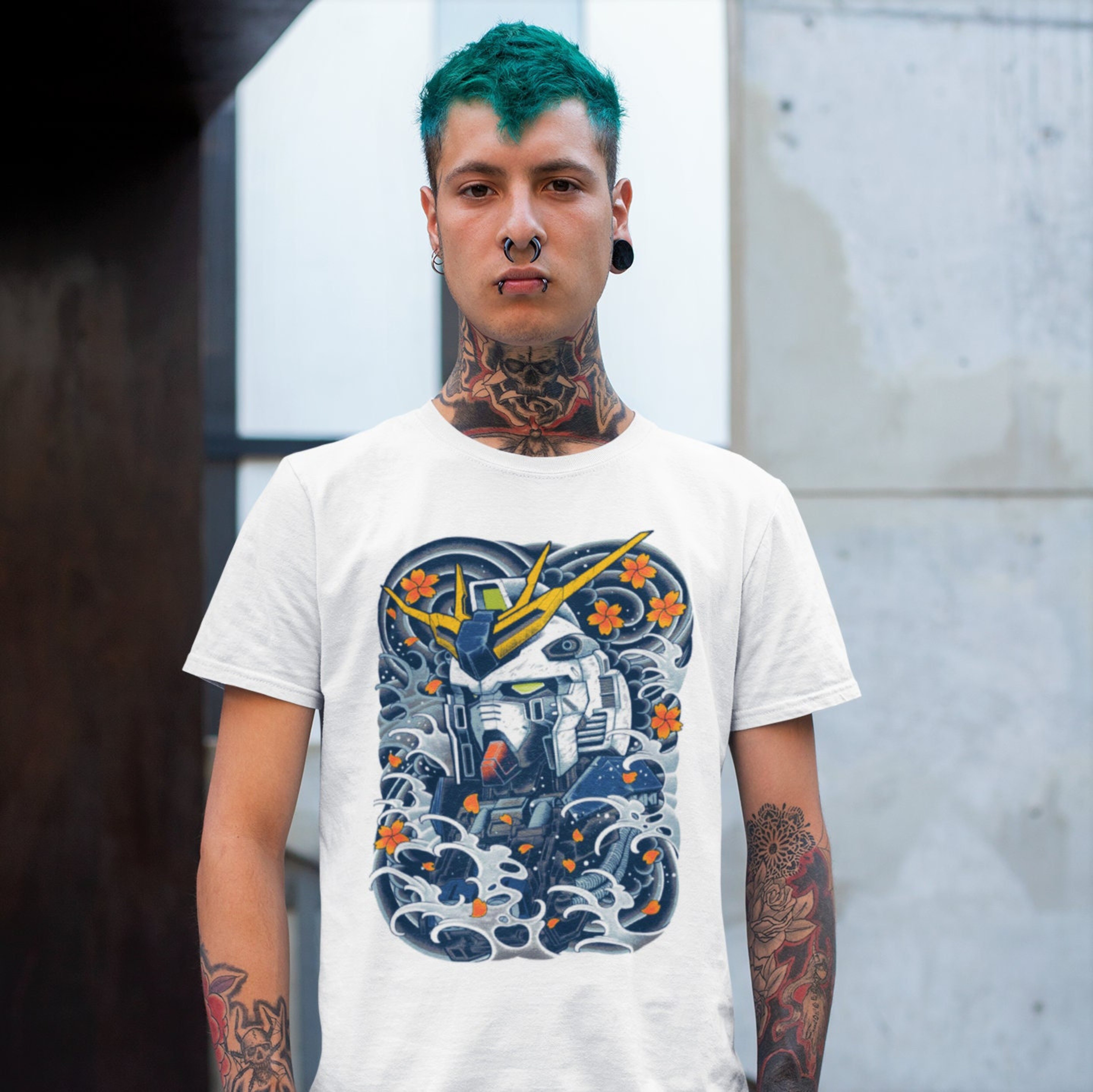 Gundam Great Wave Tee, Gundam Crewneck Sweatshirt, Gundam Fan Gift, Anime Merchandise Idea for Fans