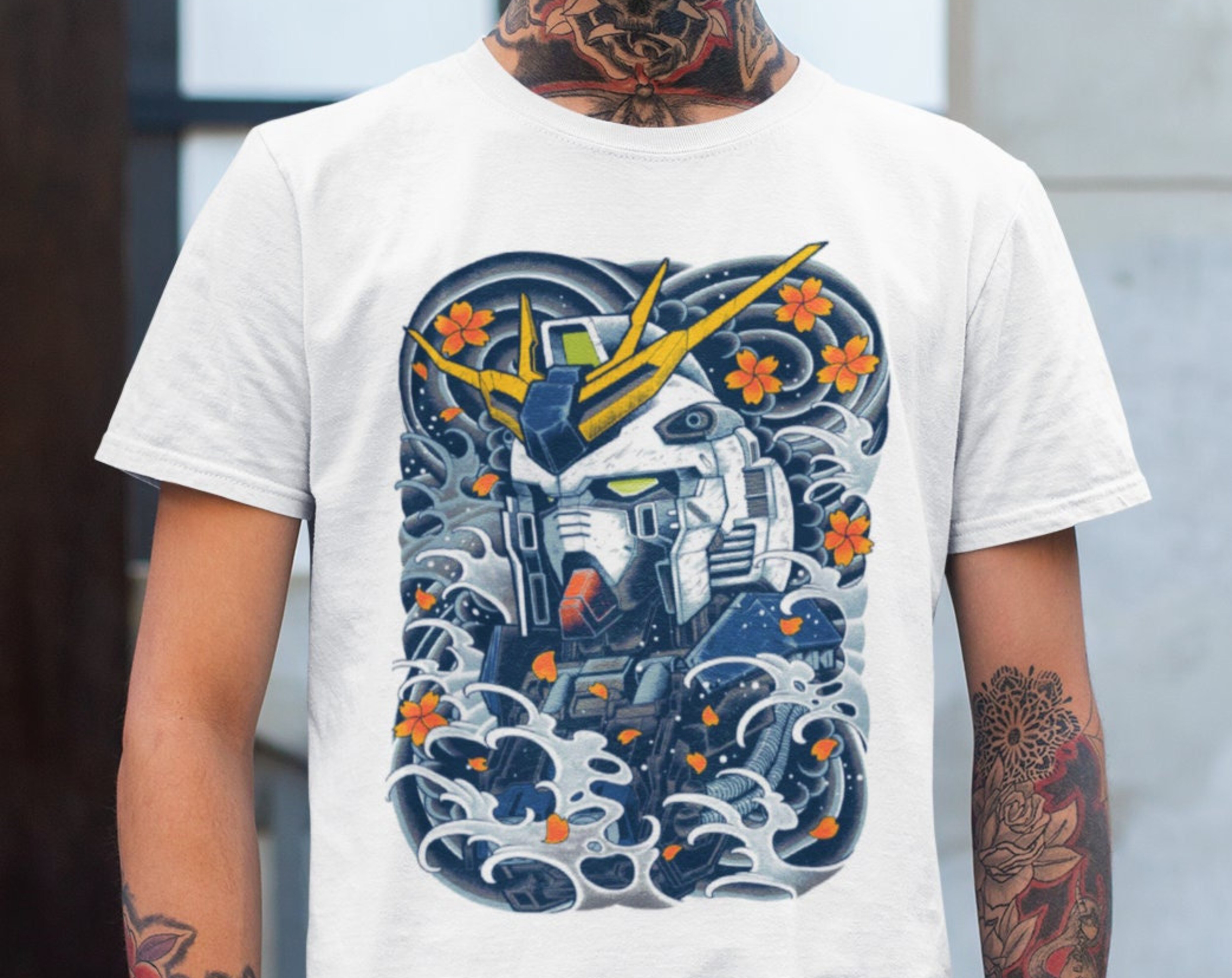 Gundam Great Wave Tee, Gundam Crewneck Sweatshirt, Gundam Fan Gift, Anime Merchandise Idea for Fans - Image 2