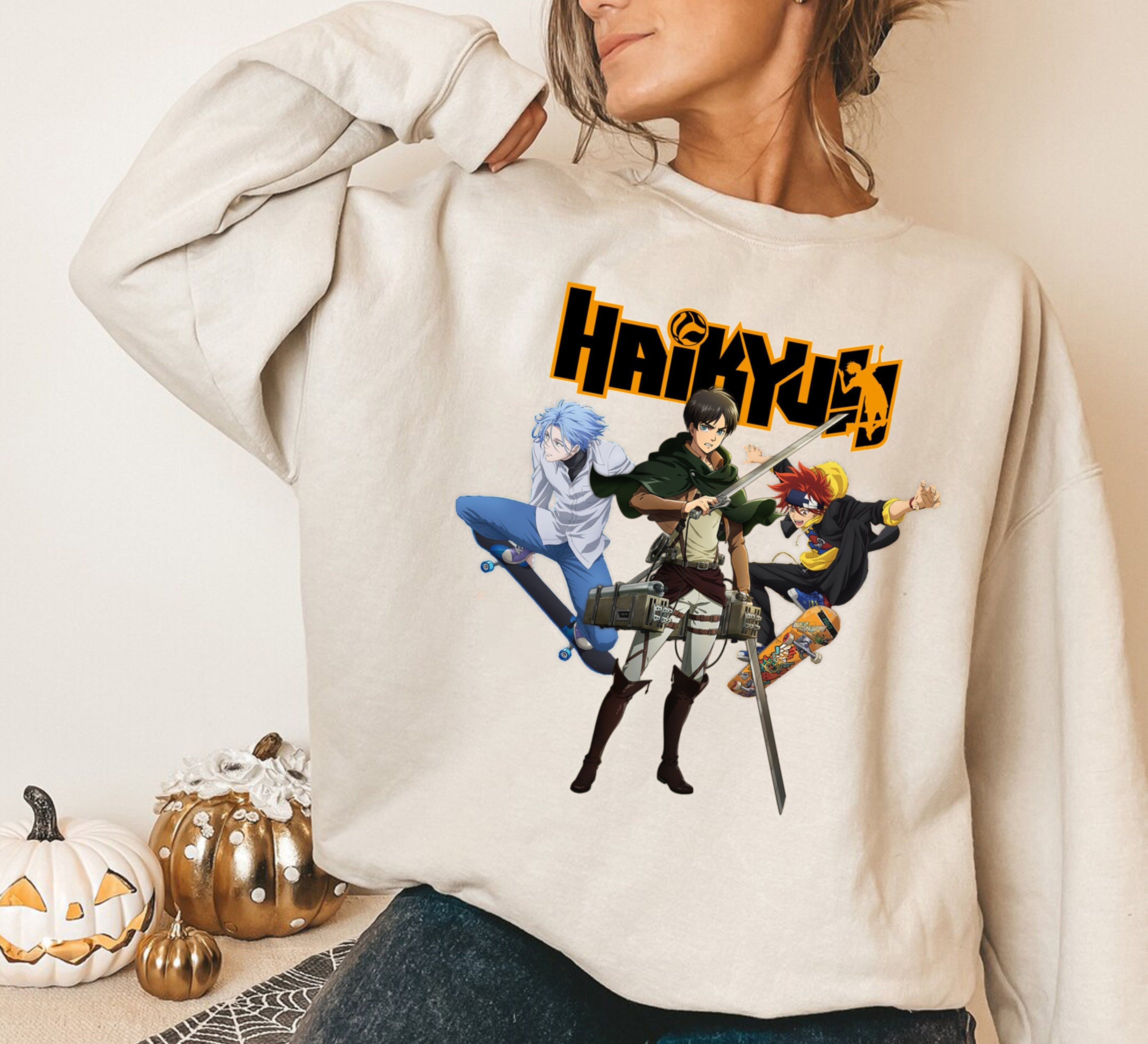 Haikyu!! Vintage Anime Sweatshirt, Unisex Tee for Volleyball Anime Lovers