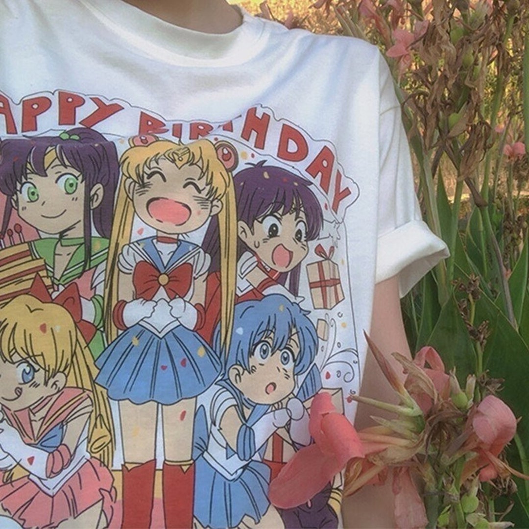 Happy Birthday Sailor Moon Tee, Manga Shirt, Harajuku Clothing Ideal Gift for Fans