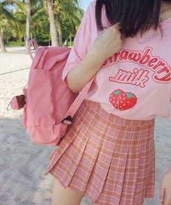 Harajuku Clothing Cartoon T-Shirt, Cute Milk Anime Tee, Banana Peach Strawberry Shirt, Aesthetic Kawaii Top