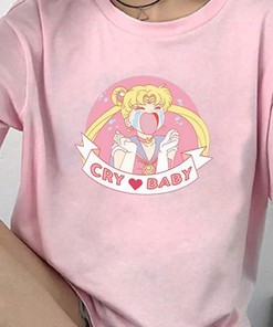 Harajuku Clothing Cry Baby Usagi Sailor Moon Tee, Stylish and Retro T-Shirt for Fans