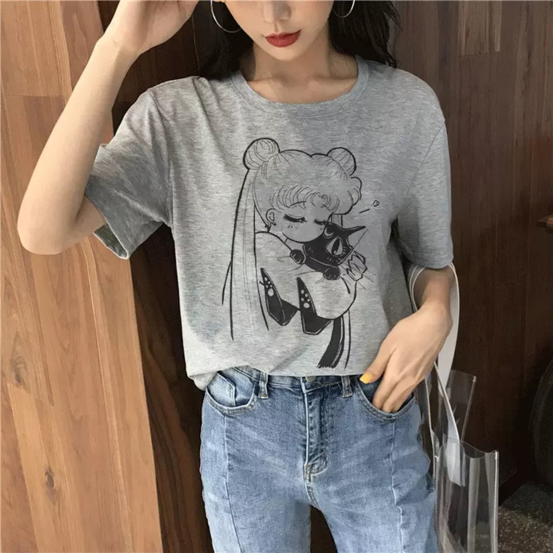 Harajuku Clothing for Fans of Sailor Moon - Sailor Moon and Luna Aesthetic Shirt