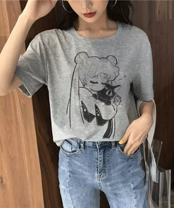 Harajuku Clothing for Fans of Sailor Moon - Sailor Moon and Luna Aesthetic Shirt
