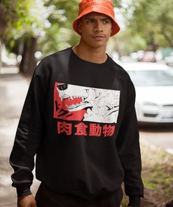 Haru and Legosi Vaporwave Sweatshirt: Unisex Beastars Anime Shirt - Gift for Anime Lovers