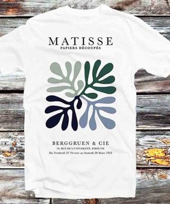 Henri Matisse Dark Flowers Decoupes Art T-Shirt - Retro Anime Tee for Men and Women Featuring Dark Color Artwork - Great Gift Idea