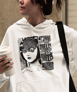 Horror Manga Gothic Hoodie: Unisex Anime Gift with Creepy Girl Design