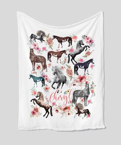 Horse Baby Quilt Blanket - Personalized Name Birthday Gift