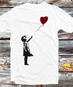 Iconic Banksy Heart Love Balloon Tee - Vintage Cartoon Anime Top