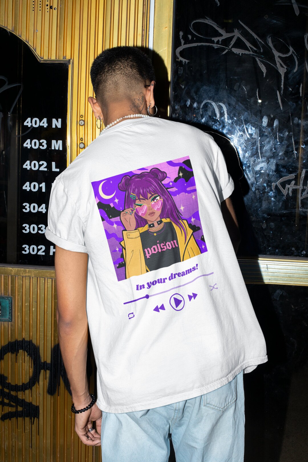 Illustration Dragon Japanese Tee - Kawaii Manga Girl T-Shirt