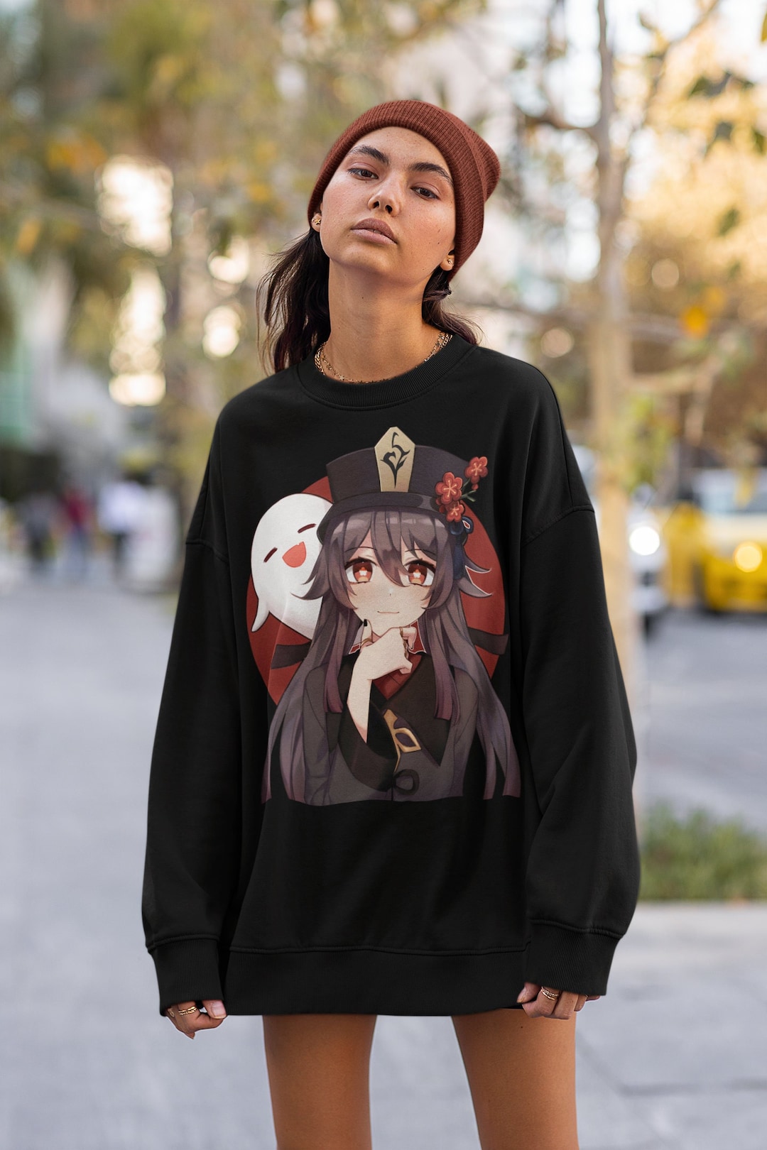 Impactful Ghost Girl Crewneck Sweatshirt - Perfect for Fans of Manga and Anime