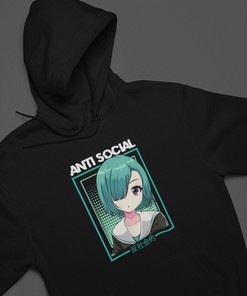 Japanese Aesthetic Anti Social Sweatshirt - Unisex Anime Lover Hoodie, Kawaii Manga, Gift for Anime Fans