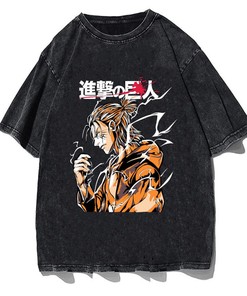 Japanese Anime Washed Cotton T-Shirt - Unisex Tee with Harajuku Clothing and Cool Graphics for Fans